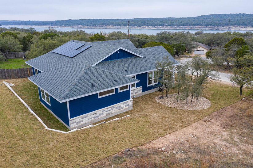Casey Custom Blue home on river side