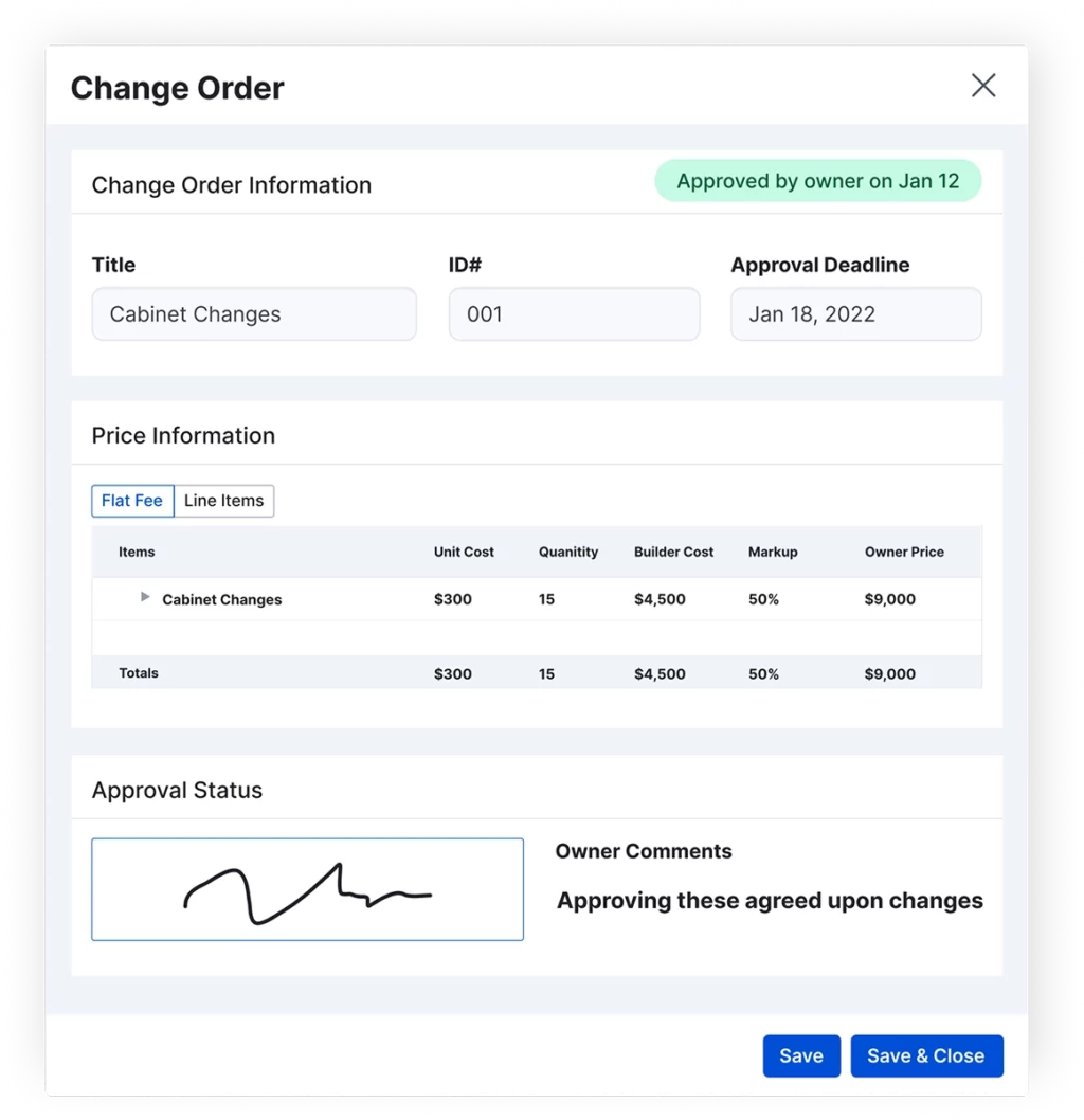 Buildertrend subportal product UI
