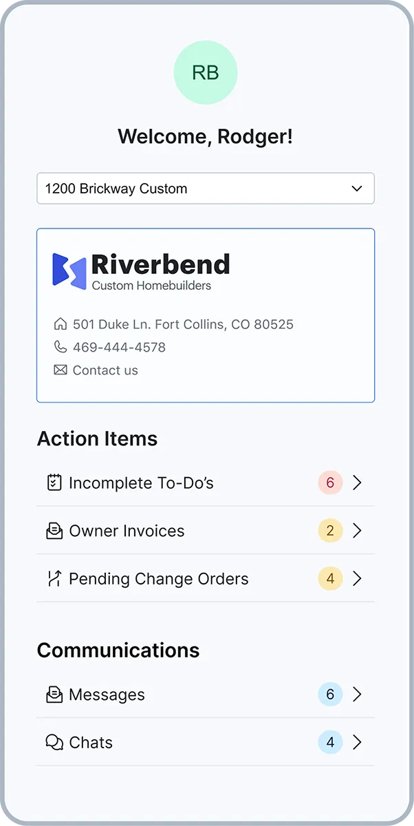 Client login product update mobile product UI